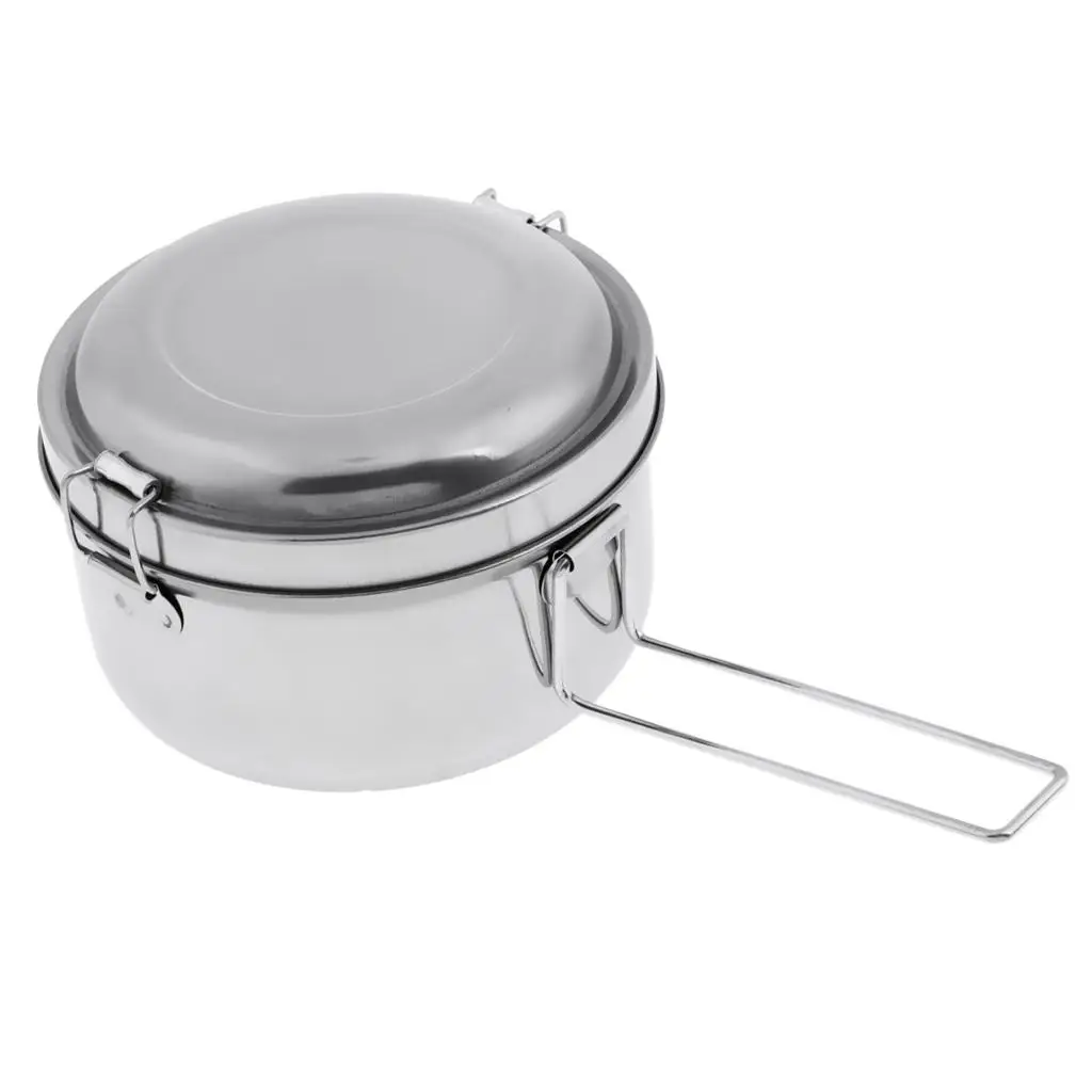 Stainless steel food container double part lunch box for snacks fruit rice