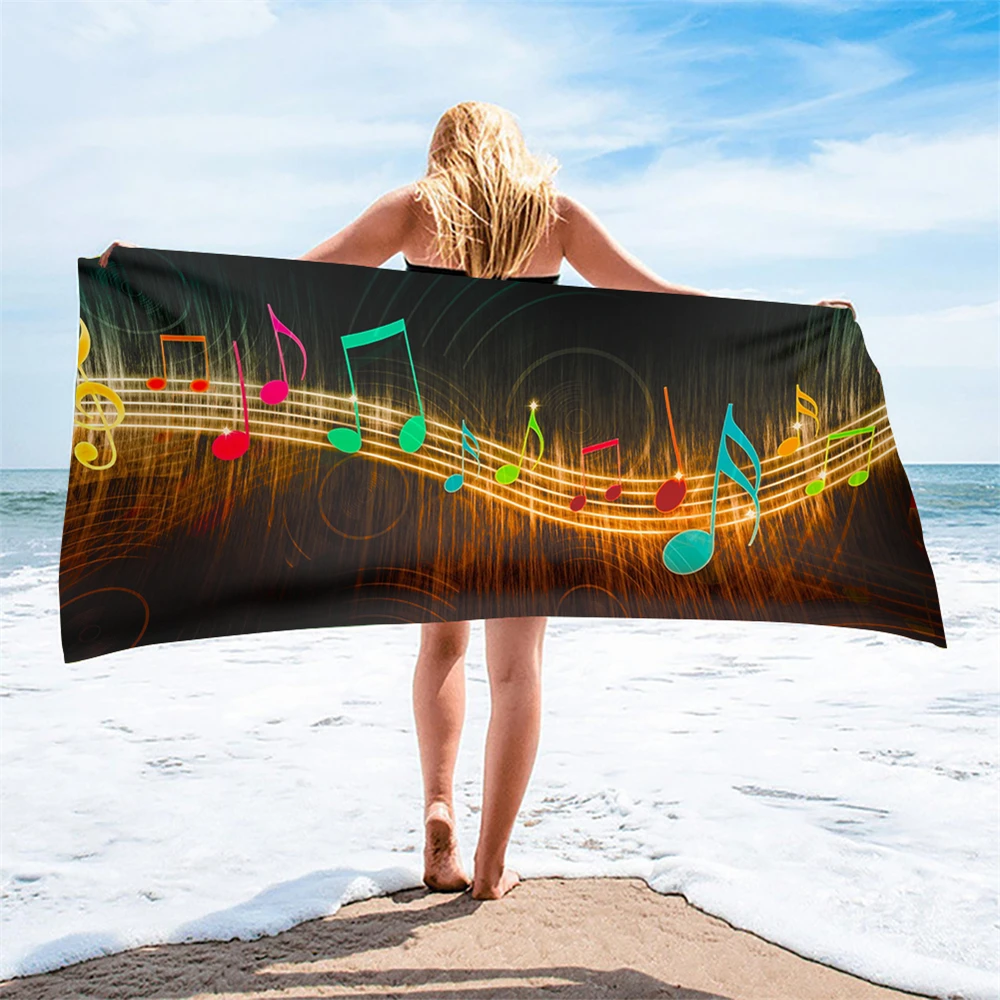 Music Notes Piano Printing Beach Towel Women Men Kids Face Bathing Home Towels Quick Dry Super Soft Beach Swimming Travel Yoga