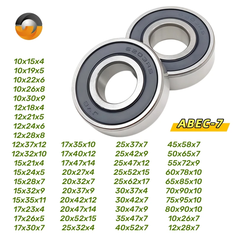 Roulement 6203 2RS 17x40x12mm, 2 pièces, roulement à billes à gorge profonde en acier chromé ABEC-7, 6200RS 6201RS 6202RS 6000RS 6002RS, roulements scellés