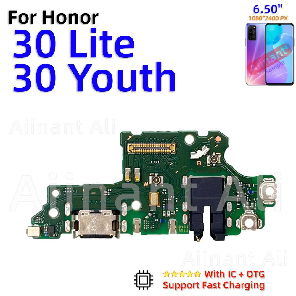 Aiinant Dock USB Charger Mic Board Connector Charging Port Flex Cable For Huawei Honor View 30 50 60 Lite Pro SE 30s Spare Parts