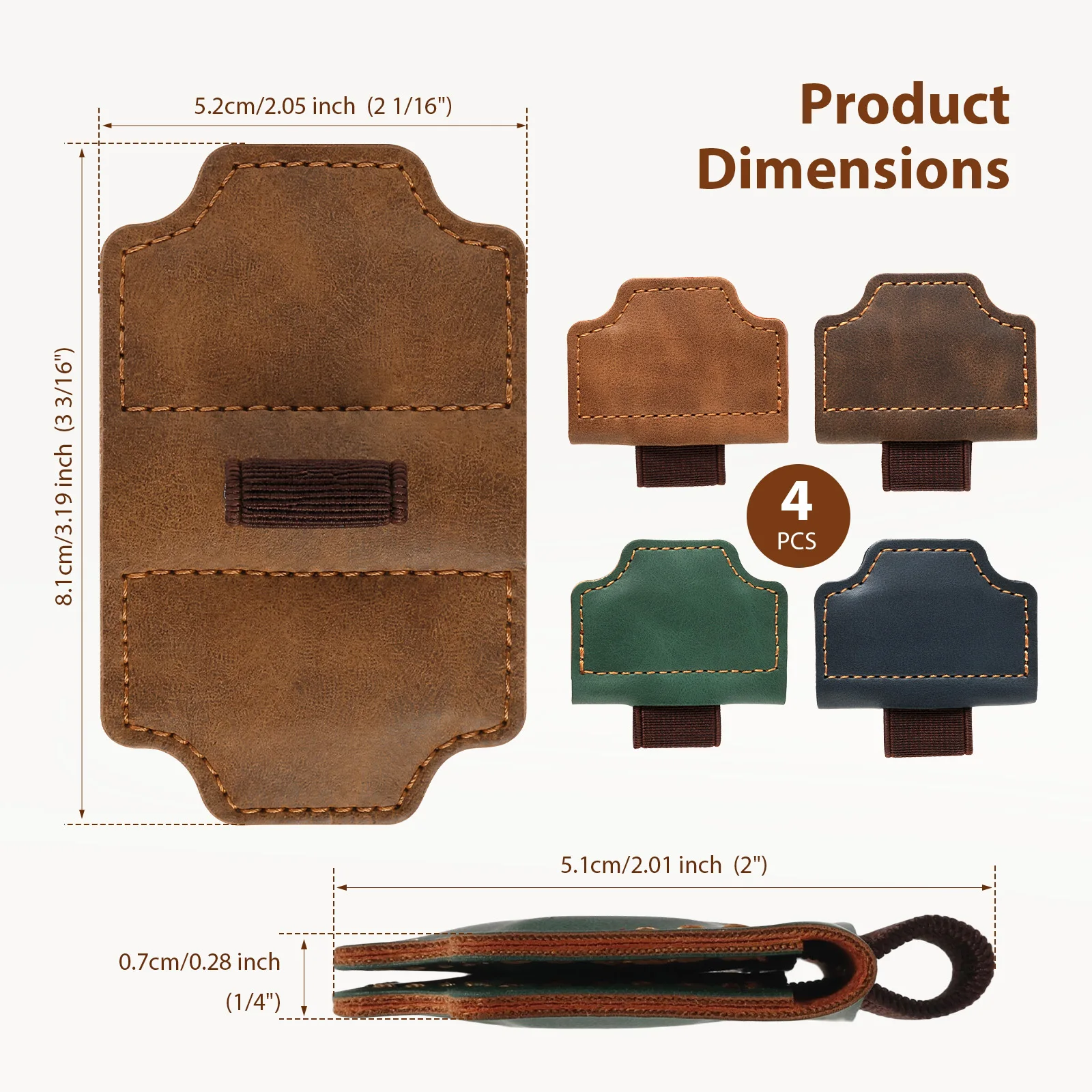 4Pcs PU Leather D Shaped Magnetic Bookmark Clip with Pen Loop Double-sided Magnetic Buckle Magnet Clip Staionery Supplies