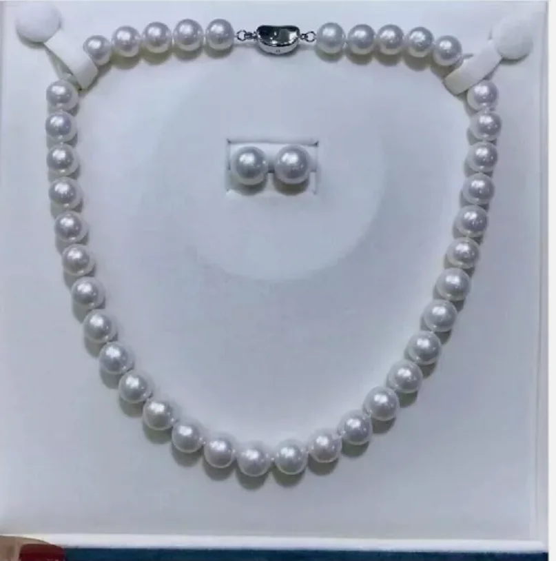 

Ювелирные изделия, 18-дюймовые серьги-колье с белым жемчугом Nanhai AAAA 11-10 мм