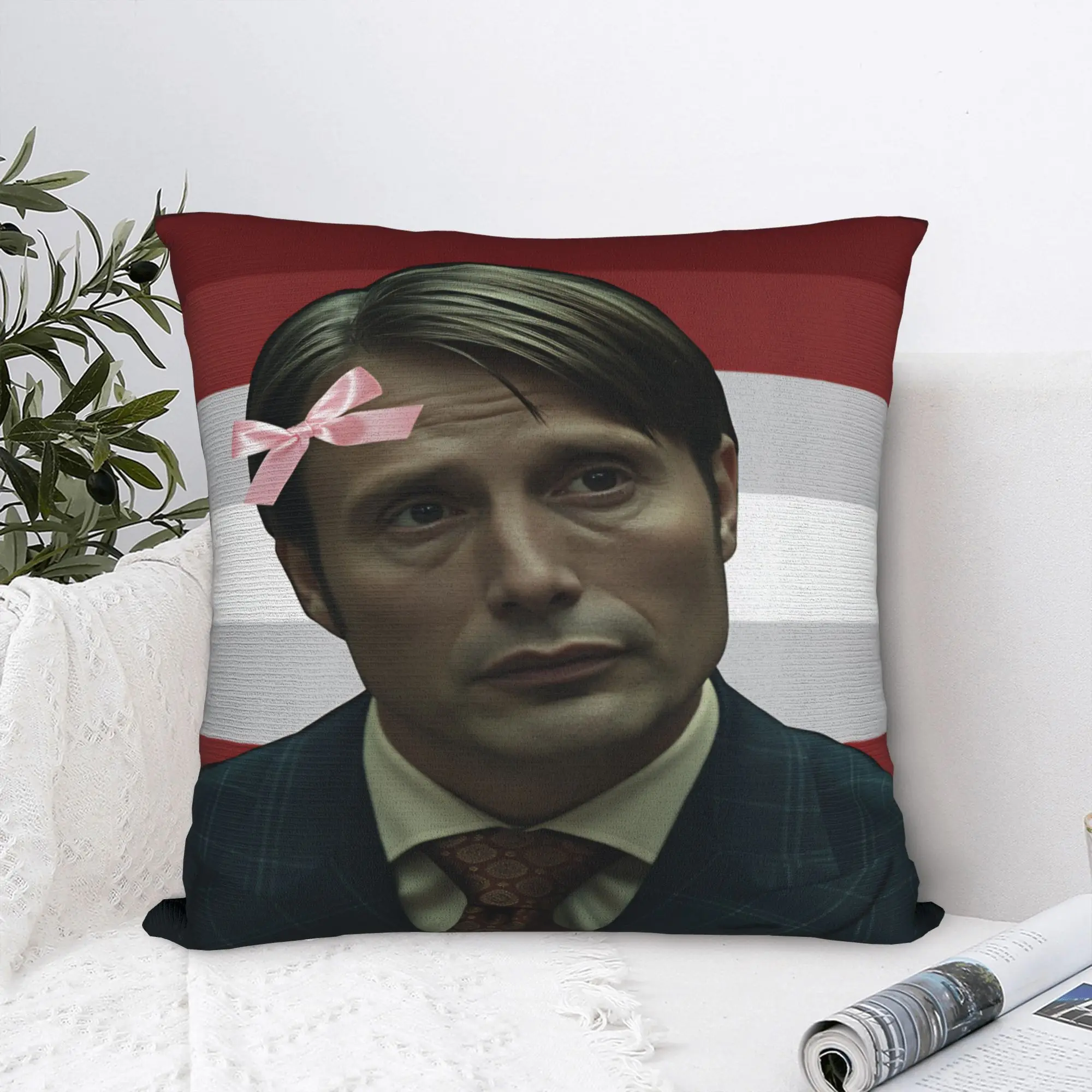 Mads Mikkelsen H-Hannibal Face Pillow Cover  Fashion Pillow Case For Living Room Sofa Comfy Pillowcases Gift