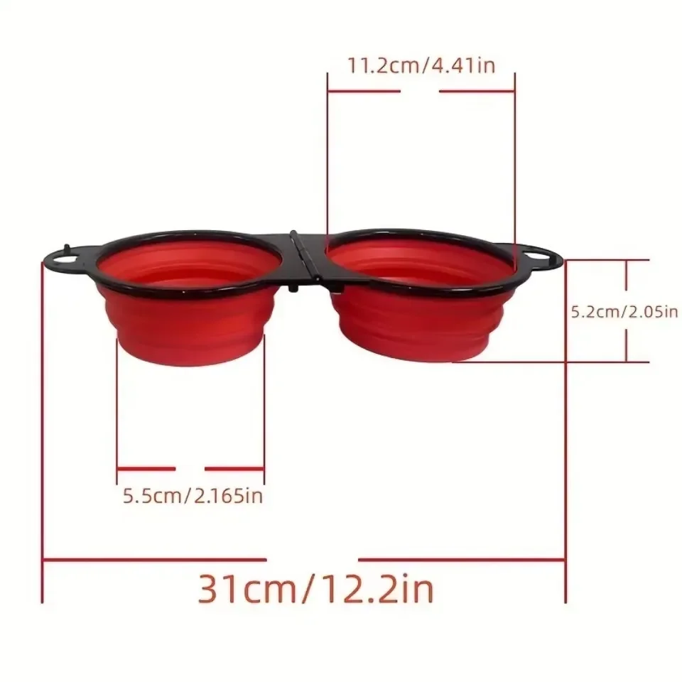 1-teilige 2-in-1 Faltbare Doppel-Futterschüssel Tragbare Outdoor-Reise-Trink- und Futterschüssel für Hunde und Katzen – Detail 5