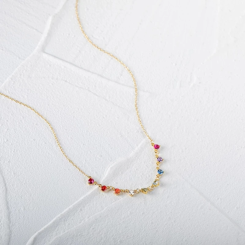 Aide 925 Sterling Silver Bohemian Colorful Crystal Stone Choker Naszyjnik dla kobiet Złoty łańcuszek Urok Ręcznie robiona biżuteria Obroże — zdjęcie 7