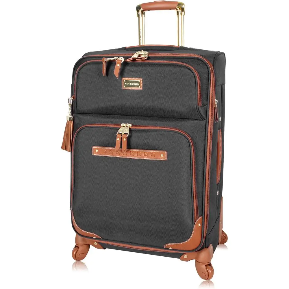 

Expandable 28 Inch Travel Suitcase - Lightweight Checked Spinner Luggage for Men & Women (28in, Black)