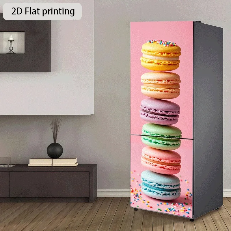 Refrigerator Sticker Rainbow Macaron Tower Themed Design Wall Decal Self-Adhesive Wallpaper Suitable for Cabinets and Wardrobe - view 4