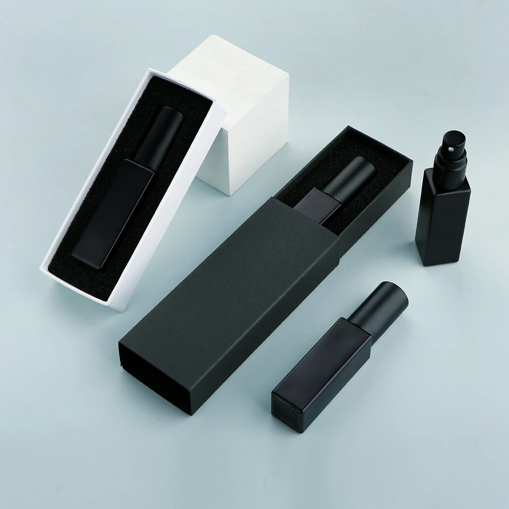 30/40 個 10 ミリリットルプレミアム電気メッキ黒厚いガラスマット香水スプレーボトル、再利用可能、絶妙なボックス付き