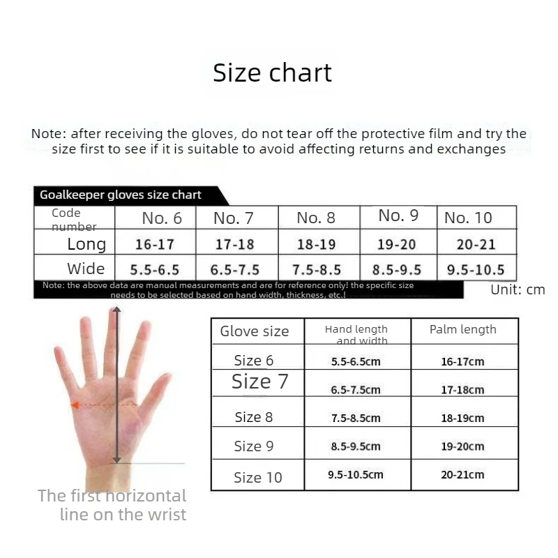1 Pairs Soccer Goalkeeper Gloves Latex Non Slip Wear Resistant Training Gloves for Adults and Kids Goalie Gloves