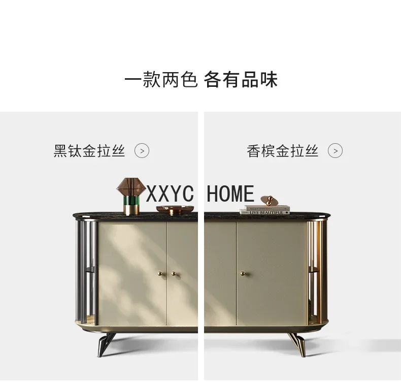 Stainless Steel Marble Sideboard  Restaurant Italian-Style Light Luxury Stone Countertop Locker