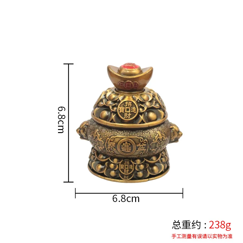 Alloy Rotating Ingot Treasure Bowl Ornament, Attracts Wealth And Prosperity, Suitable For Living Room Or Office Desk Decoration,