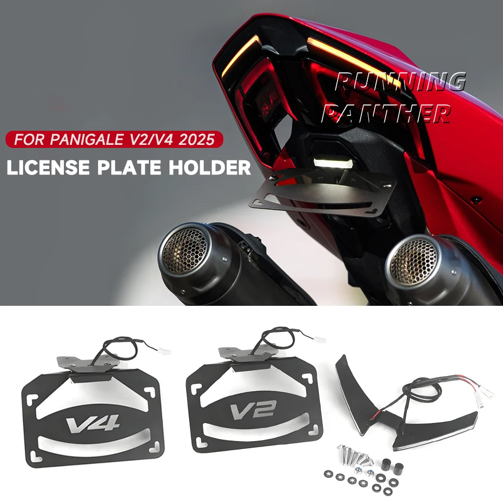 

Motorcycle Rear Tail Tidy Turn Signal Integrated License Plate Holder For Panigale V2 V4 V4S Streetfighte V4 V2 2025
