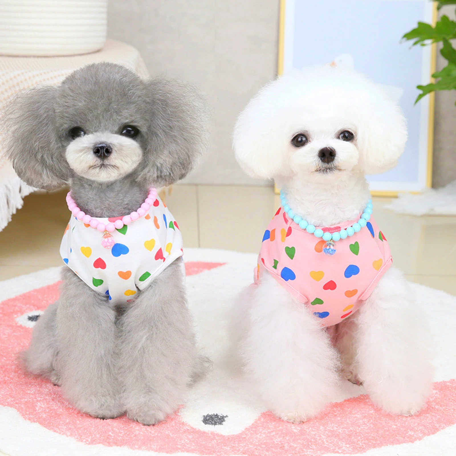 

Pet Summer Clothes Adorable Cat Costume Dog Shirt Decorative Apparel Pink Boy Wear resistant Fashion Pet Supply