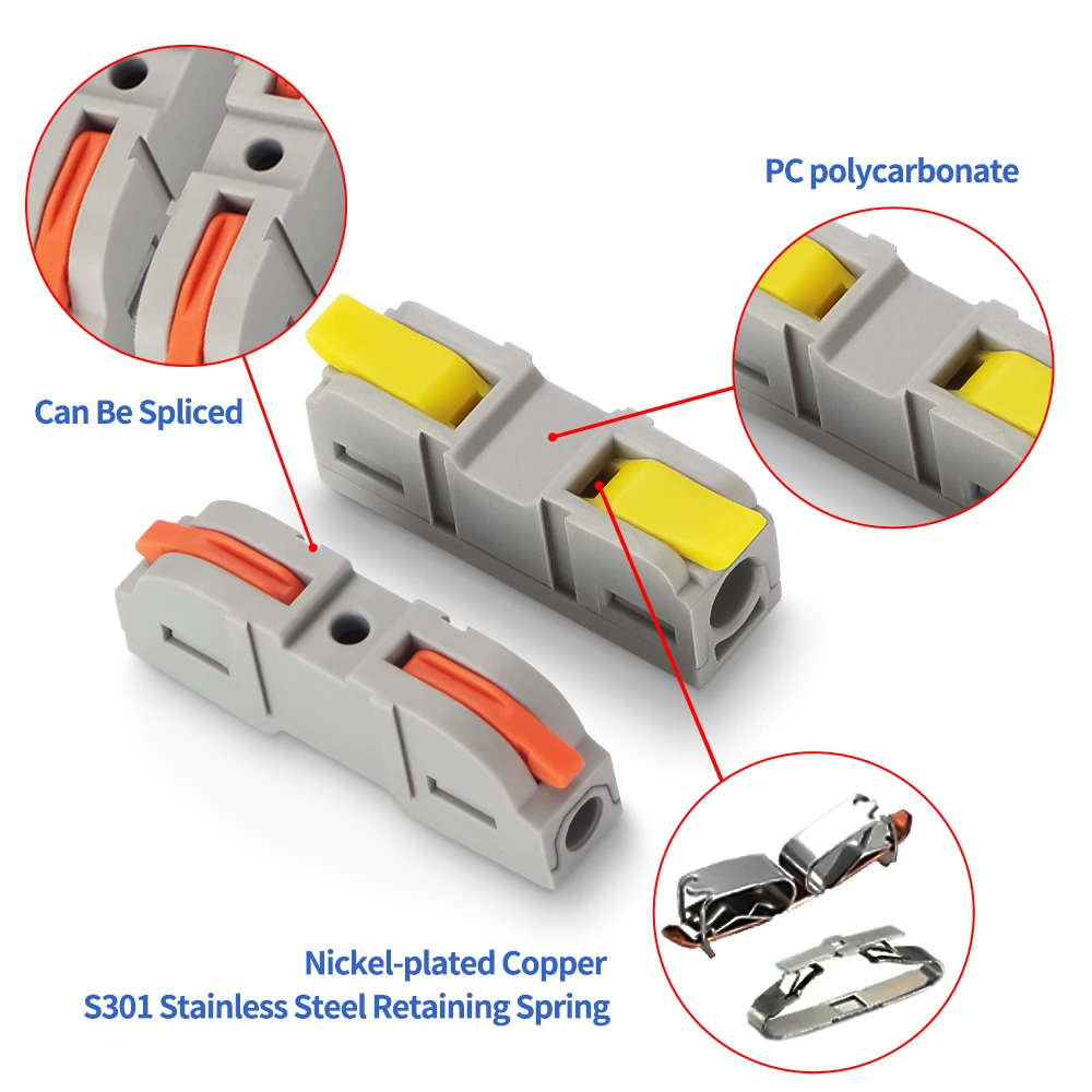 GTRIC Lever Wire Connectors 30/50/100PCS Compact Splicing Wire Connector 450V 32A Pluggable Interlocking Terminal Blocks