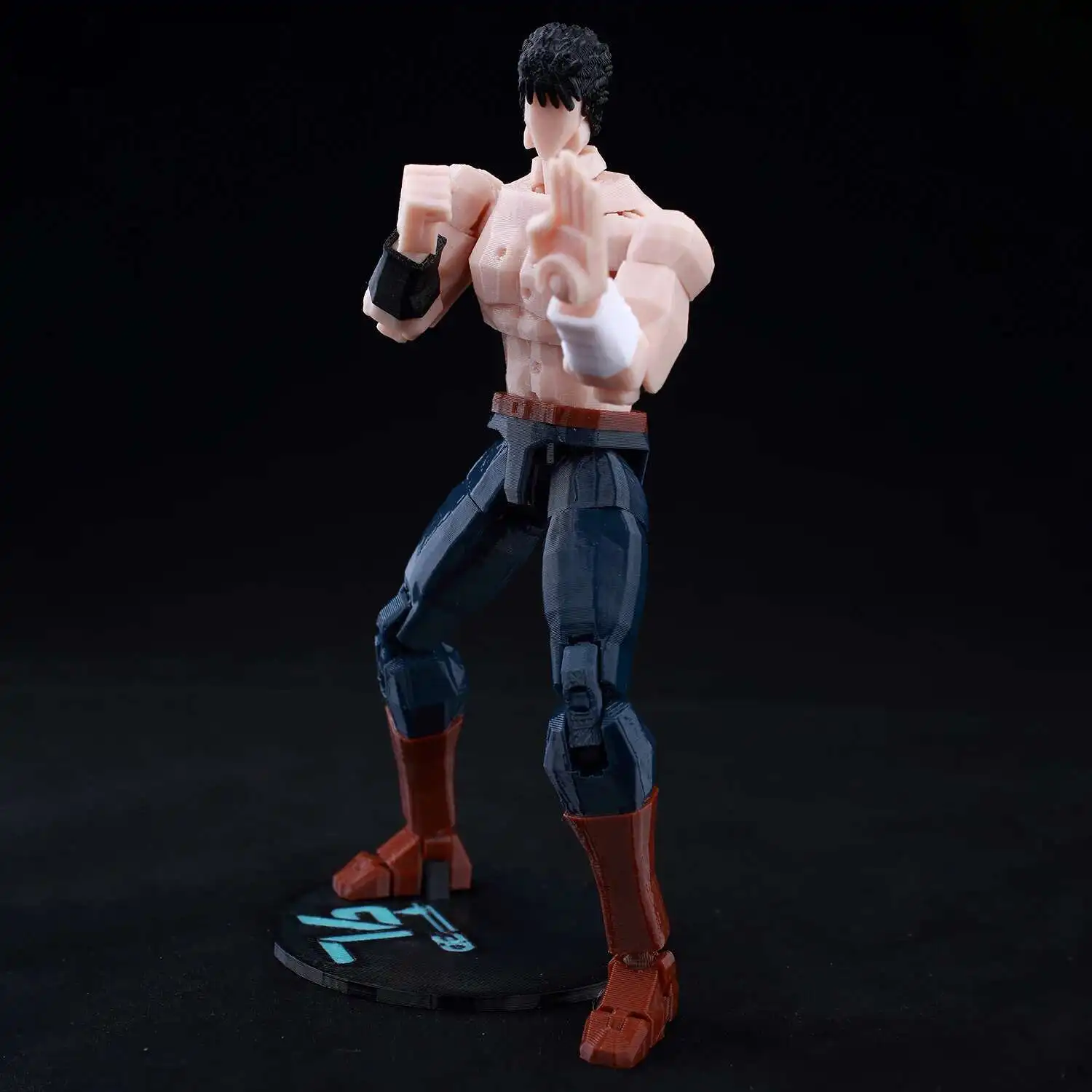 9L3D Printed Lucky Dummy 13 Shirtless Kenshiro Action Figure,Multi-Jointed Poseable Anime Model,Fist of the North Star