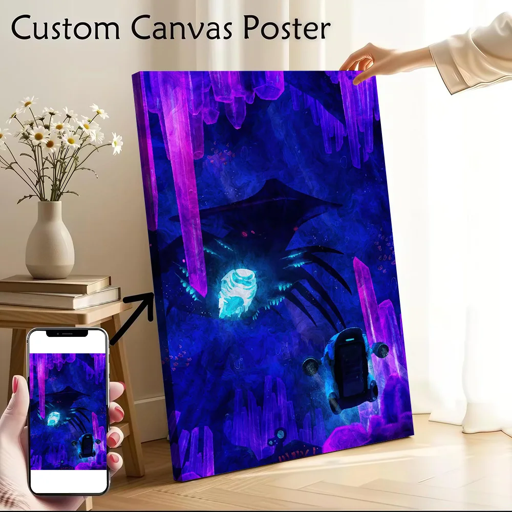 Underwater Cave Exploration Canvas Poster Wall Art Customizable High Quality Printed Picture for Living Room Interior Decoration