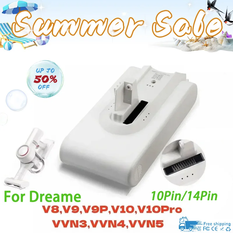 

5000mAh Replacement Vacuum Cleaner -Spare Battery for Xiaomi Dreame V8,V9,V10,V10Pro,VVN3,VVN4,VVN5,XR Lithium Ion Battery