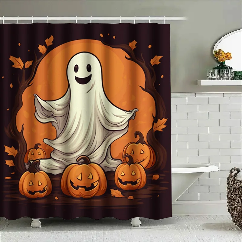 

1PCCute Ghost Halloween Shower Curtain for Bathroom Decor Spooky Theme Gift Idea