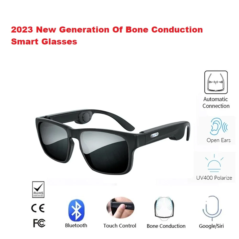 

Bone Conduction Wireless Bluetooth 5.0 Smart Glasses Stereo Headset Polarized Sunglasses Can Be Matched With Prescription Lens