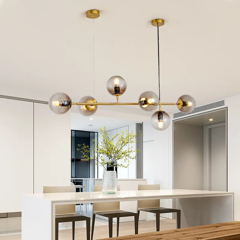 Modern Bar Pendant Light for Nordic Restaurant Minimalist Geometric Linear and Spherical Magic Bean Chandelier for American