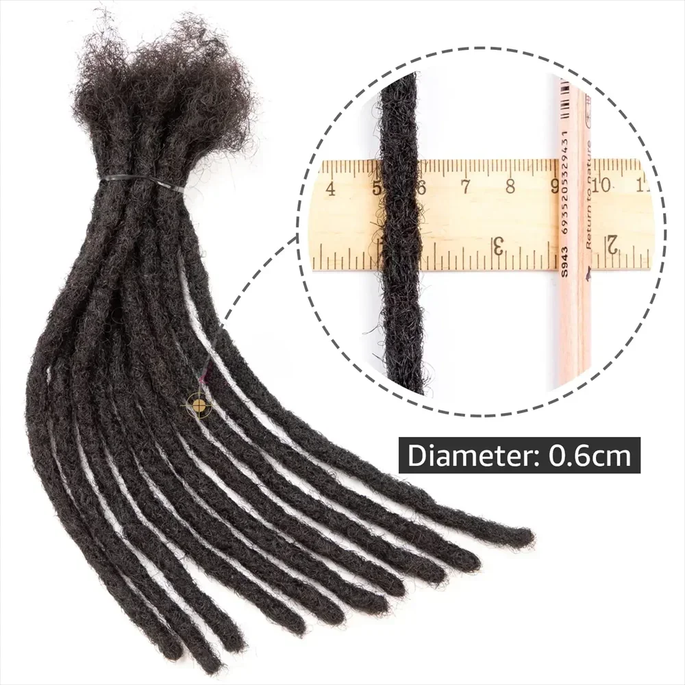 ملحقات Dreadlock شعر بشري للرجال/النساء ضفائر كروشيه شعر عضوي ملحقات Dread Loc 40 قطعة شعر كروشيه أقفال صناعية