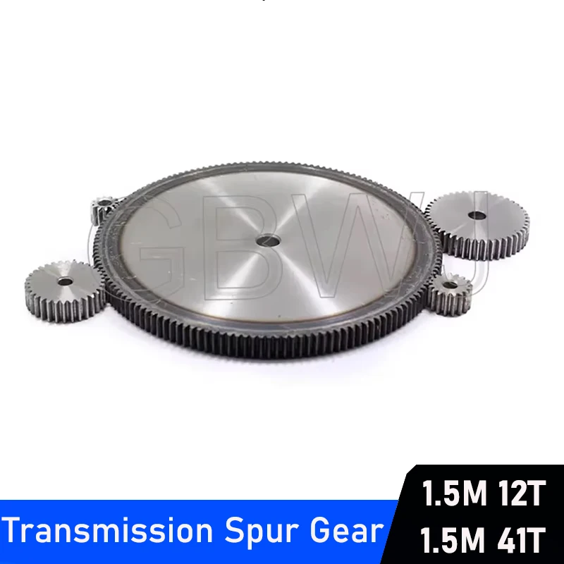 1pc Spur Gear 1.5M 12T-41T Metal Transmission Gear 45# Steel 1.5 Modulus 12 13 14 15 16 17 18 19 20 21 22 23 24 25 26 27 Teeth