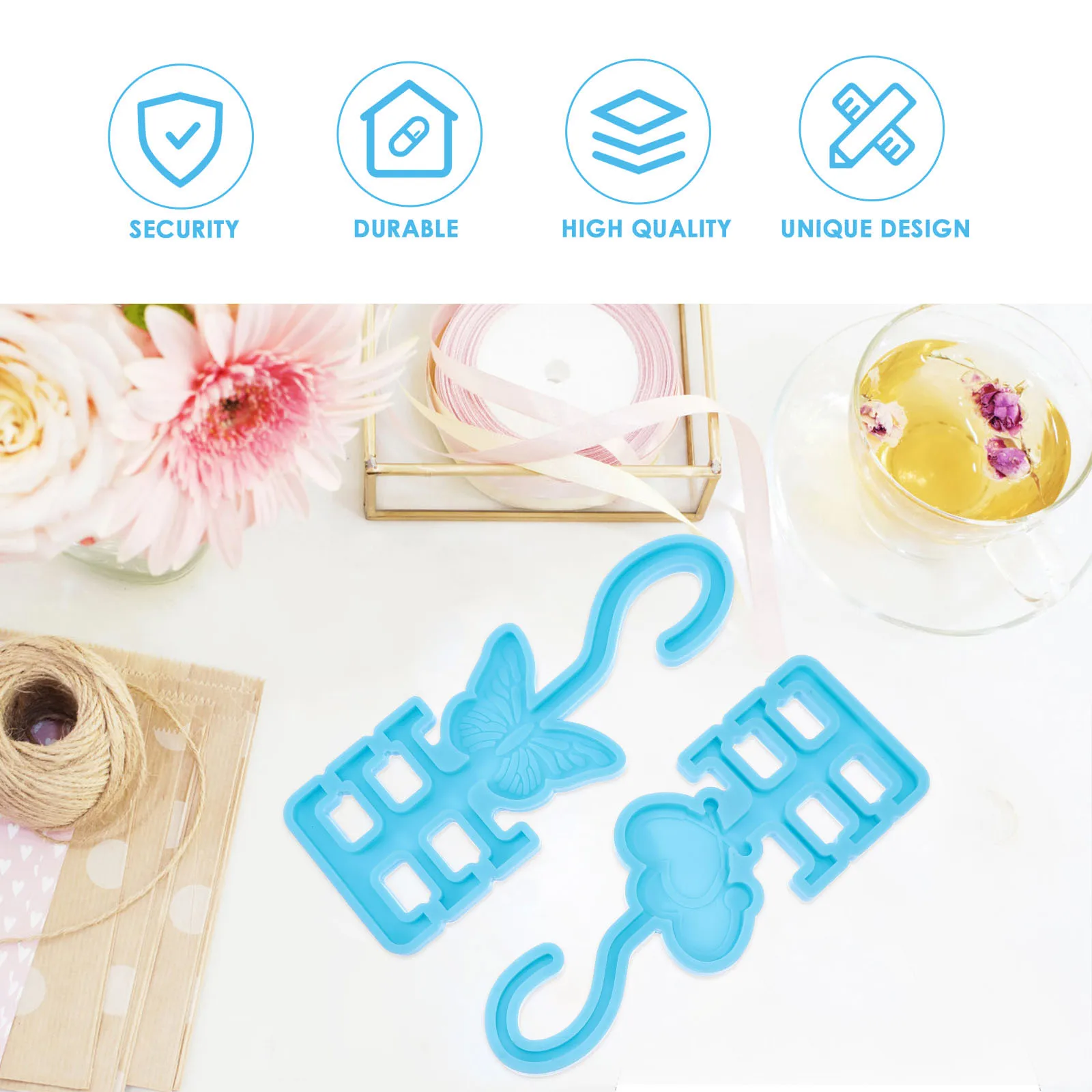 

2pcs Hook Making Molds Silicone Diy Clasp Molds For Handicraft Household Easy To Clean Beginner Friendly Crafts Home Decoration