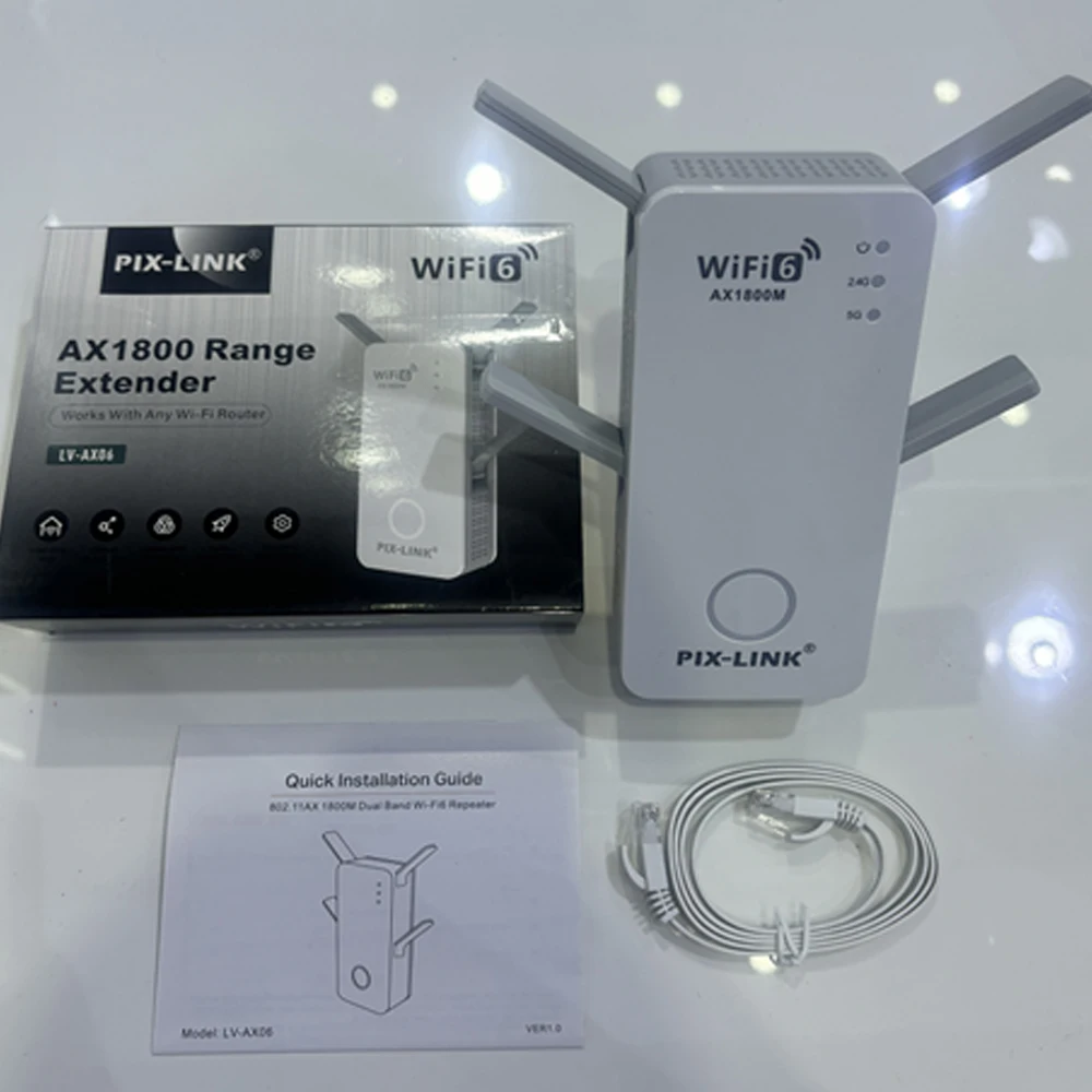 픽스링크 WiFi 6 AX1800 리피터 확장기 신호 증폭기 듀얼 밴드 2.4G/5GHz Wi-Fi 신호 증폭기 장거리 네트워크 간편 설정