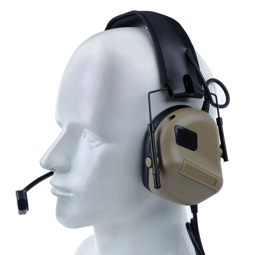 

Tactical Electronic Hearing Protection Headset Adjustable Size Outdoor Hunting Training Communication No Noise Reduction Walkie