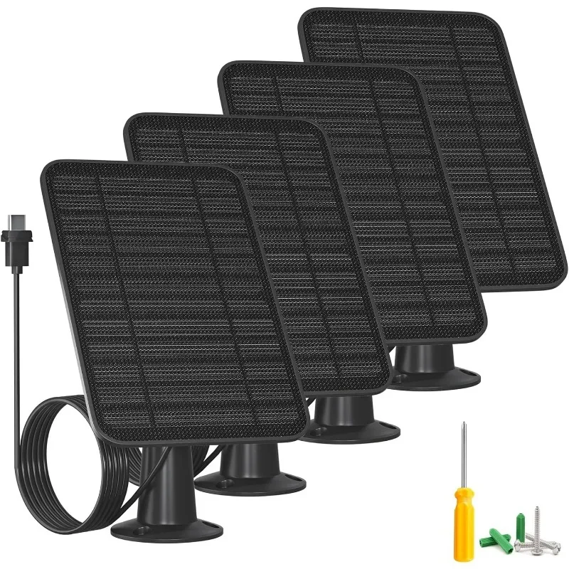 5W Solar Panel for Camera Outdoor, Solar Panel Charger with Battery Compatible with New Outdoor 4Camera, with 13.1ft Cable