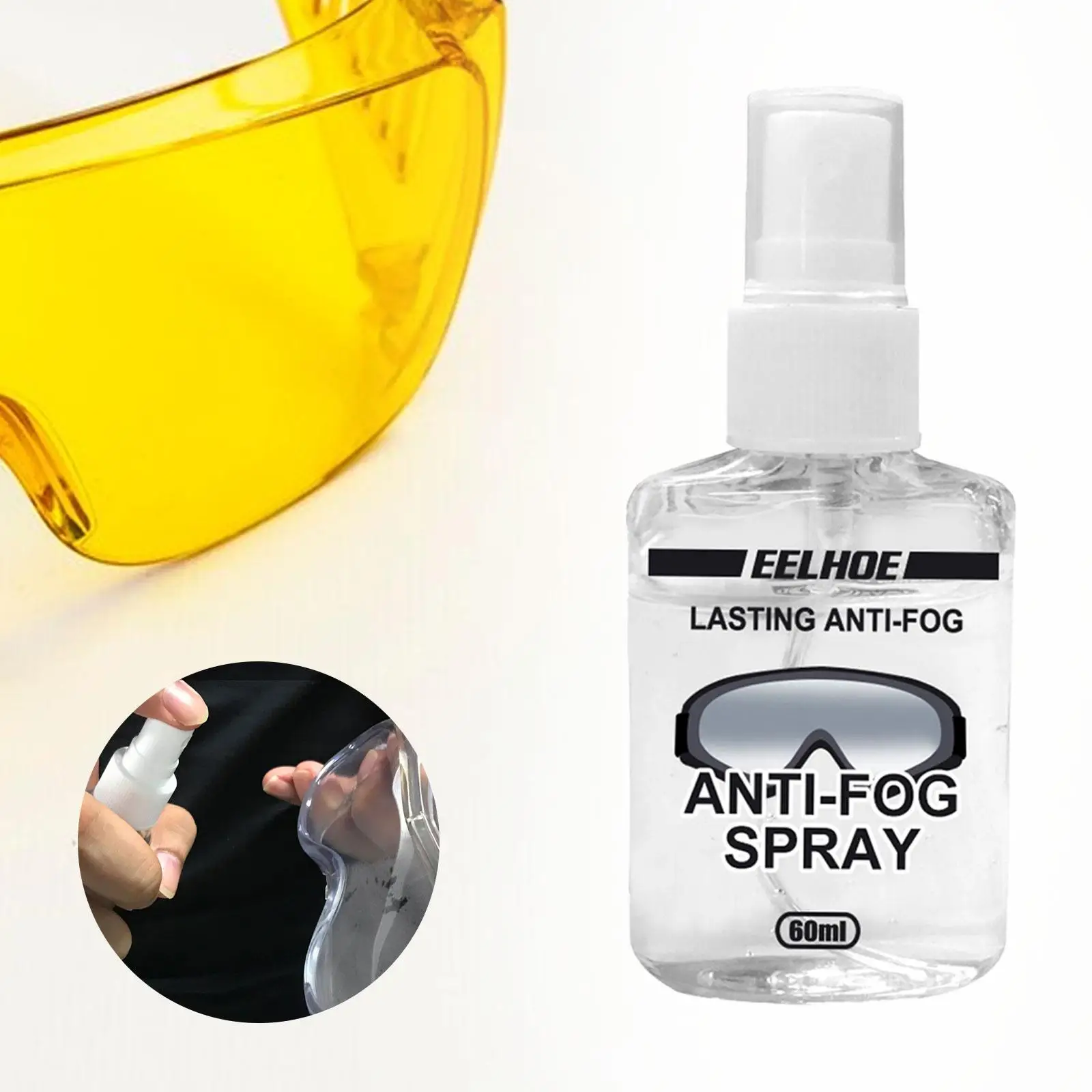 Limpador de lentes anti-fog Spray, óculos multiuso, líquido antiembaçante para desembaçamento da capa facial, óculos de mergulho, 60ml