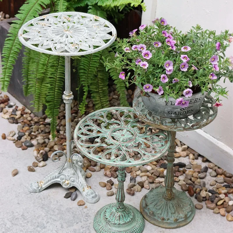 

Vintage Do Old Stand For Flowers Iron Art Floor Plant Shelves Balcony Decoration Storage Shelf Stable Durable Indoor Gardening