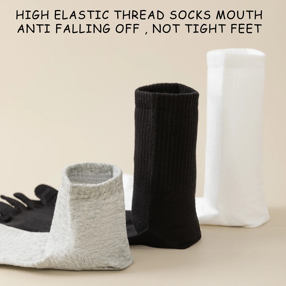 3 Paar Baumwoll-Zehensocken für Herren, atmungsaktiv, getrenntes Zehen-Design, schwarz-weiße Crew-Socken, geruchshemmend, bequeme Alltagssocken – Detail 11