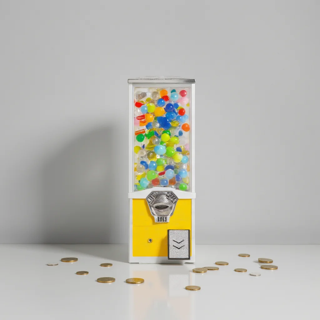 

20-Inch tall vending machine with plastic capsule coins and token payment system