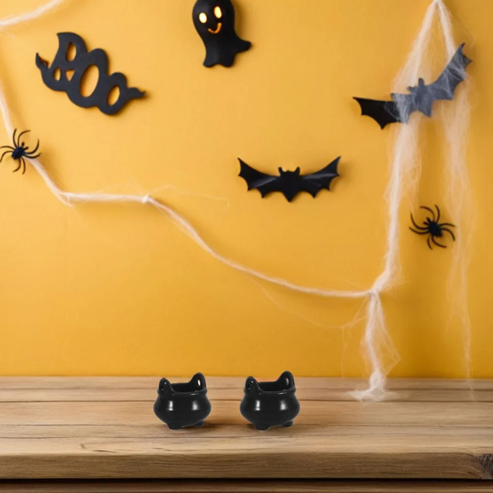 32Pcs Halloween Mini Cauldron Plastic Witch Pot Ornaments for Scene Decor Spooky Micro Landscape Haunted
