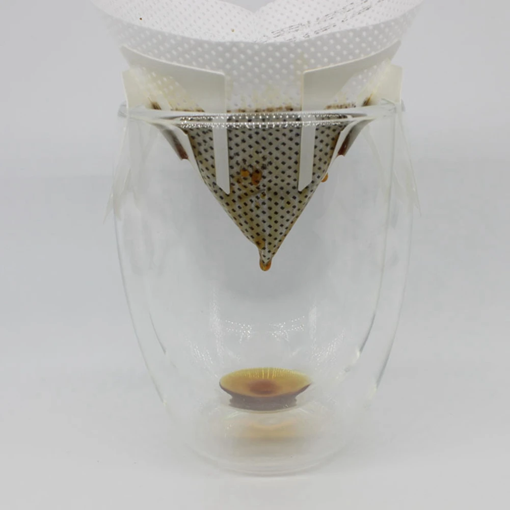 ถุงกระดาษกรองกาแฟชนิด V แบบพกพา100ชิ้นถุงกรองกาแฟแบบมีหูหยดถุงกรองกาแฟแบบใช้แล้วทิ้ง