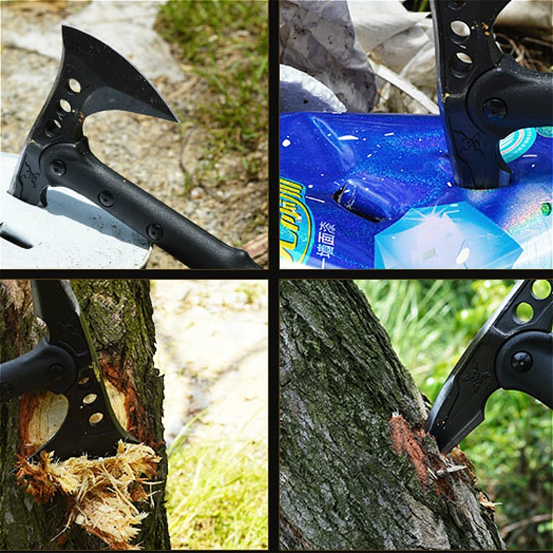 Multi-function black tactical axe outdoor rescue axe fire axe jungle logging multi-function removable axe + nylon axe sleeve