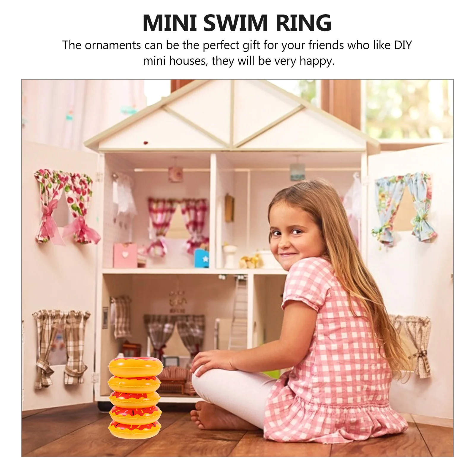 

10 Pcs Mini Swimming Ring Ornaments Inflatable Donut Rings Pool Float