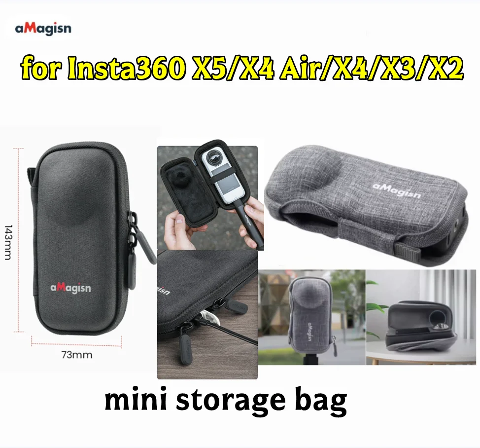 

aMagisn Camera Body Bag with Bottom Opening Design Hard Shell Small Portable Bag for Insta360 X4 Air/X5/X4/X2/X3 Accessory