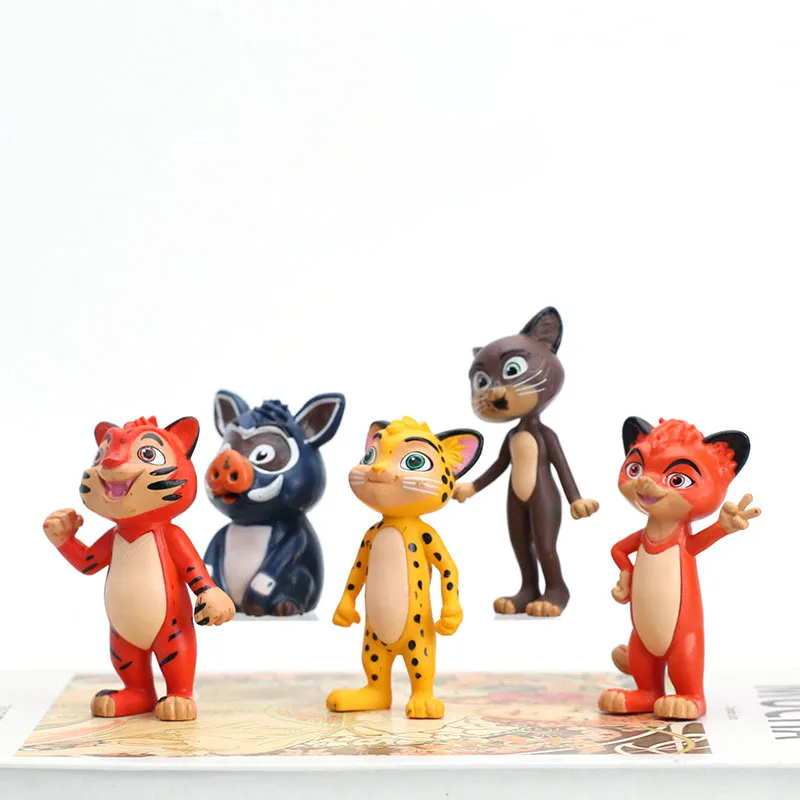 5pcs/set Russian Anime Leo & Tig Action Figures Toy Leopard Brothers PVC Tiger Model Dolls Collect For Children Kids Gift