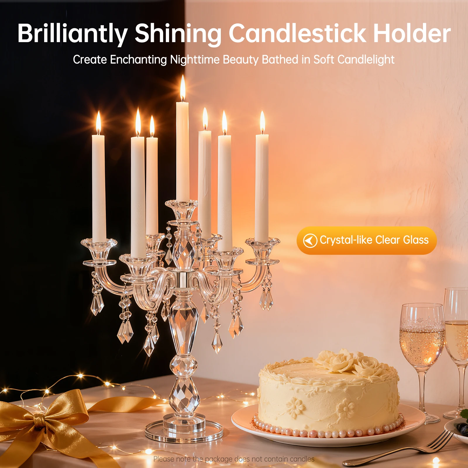 Candle Making Glass - Kristallglas 7-Armiger Kerzenständer, Europäischer Stil mit