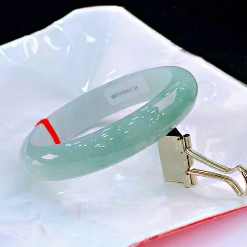Myanmar , Natural Ice Jadeite for Women, Light Green Jade Bracelet, Girl's Style, Noble Lady Brace view 4