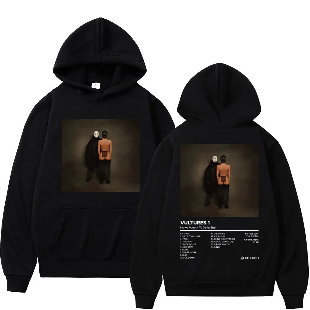 

Rapper Kanye West Music Album Hoodie Vultures 1 Poster Double Sided Print Sweatshirts Men Women Fashion Trend Hip Hop Pullovers