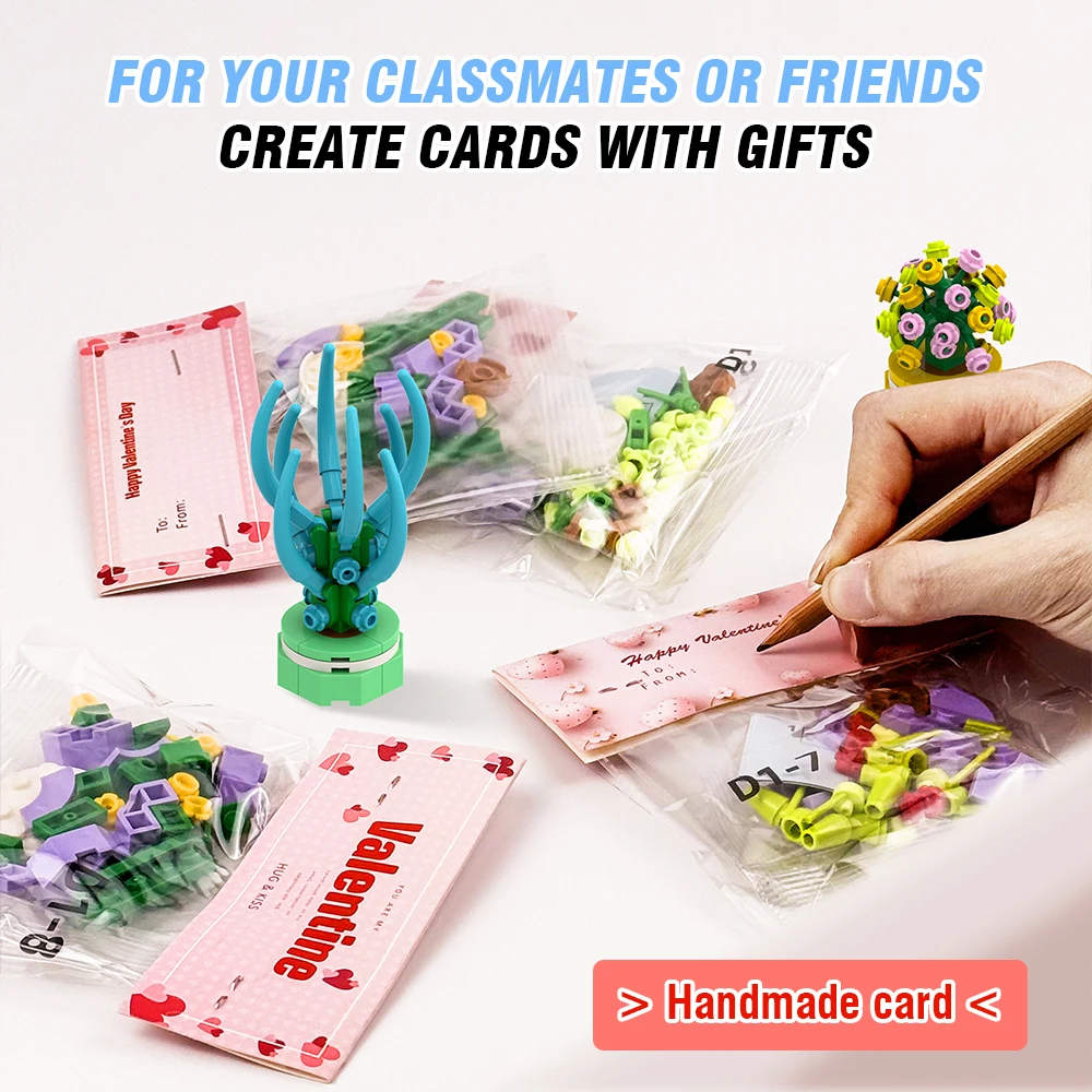 Fiore succulente in vaso modello building block fai da te bouquet eterno casa scrivania pianta decorazione mattoni ragazza regalo giocattolo per bambini 24 borse/scatola