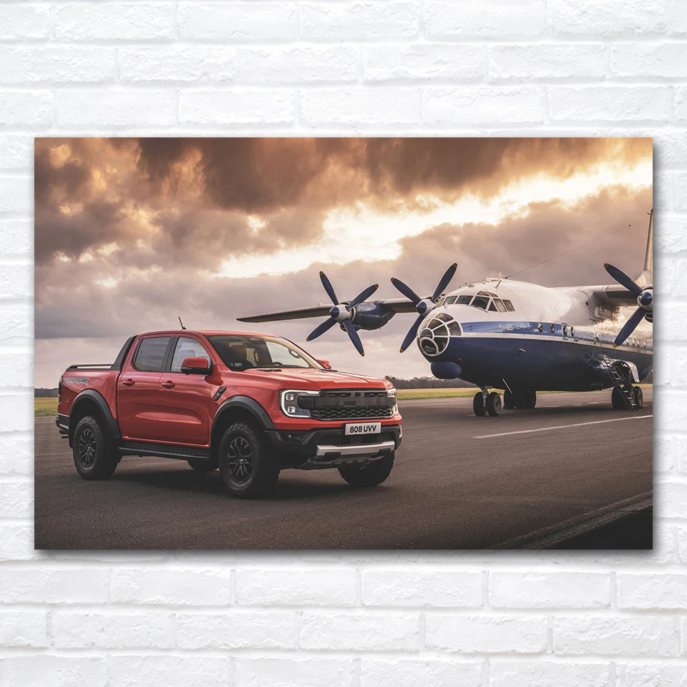 Pickup Truck Ranger & Aircraft Canvas Painting Car Poster Wall Art Pictures for Living Room Bedroom Home Decor