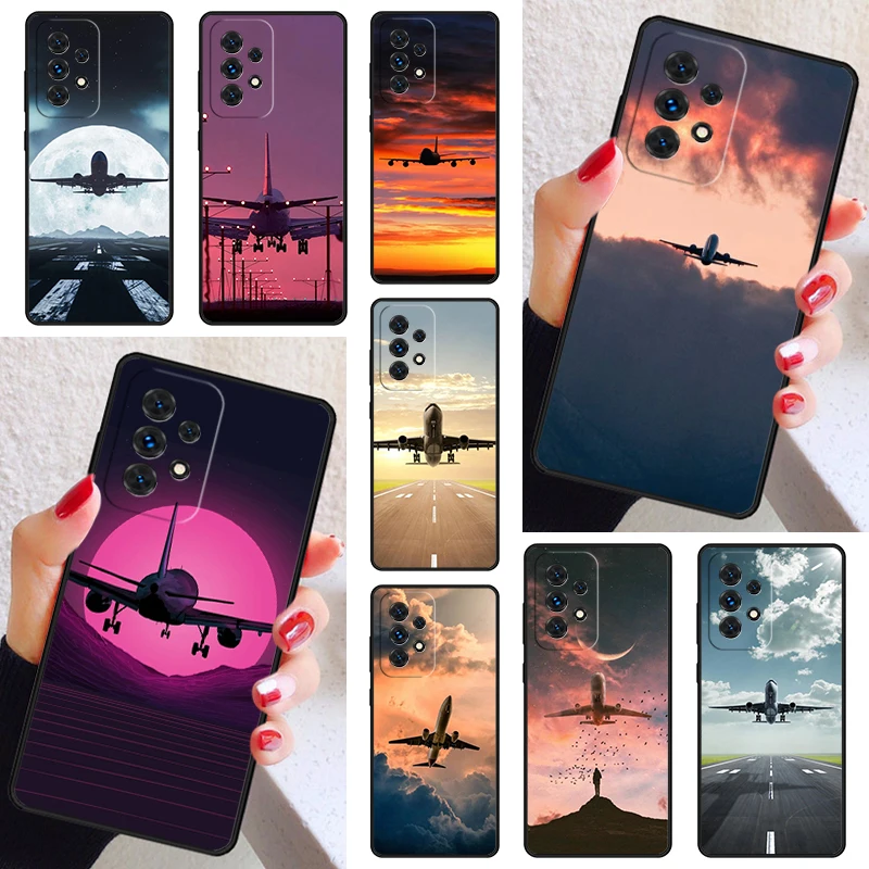 Airplane Plane Travel Phone Case Cover For Samsung Galaxy A52 A72 A73 A20e A21S A50 A70 A11 A12 A42 A31 A40 A51 A71 A32 A80 A91