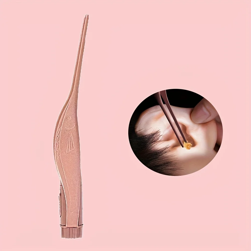 1pc LED Light Safety Ear tweezers- Elastic Coating, Hygienic & Healthy Ear Care Tool with Non-Rechargeable Battery