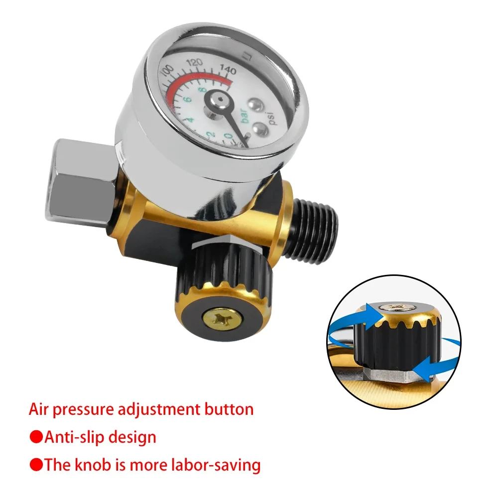 New Spray Paint Air Pressure Regulator 0-140PSI G1/4 Thread Pressure Gauge Pneumatic Tool Accessory Air Compressor for Air Too view 3