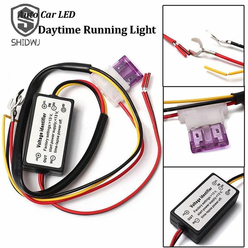 1 قطعة سيارة LED النهار تشغيل ضوء التتابع تسخير التلقائي تشغيل/إيقاف وحدة تحكم DRL التتابع عدة