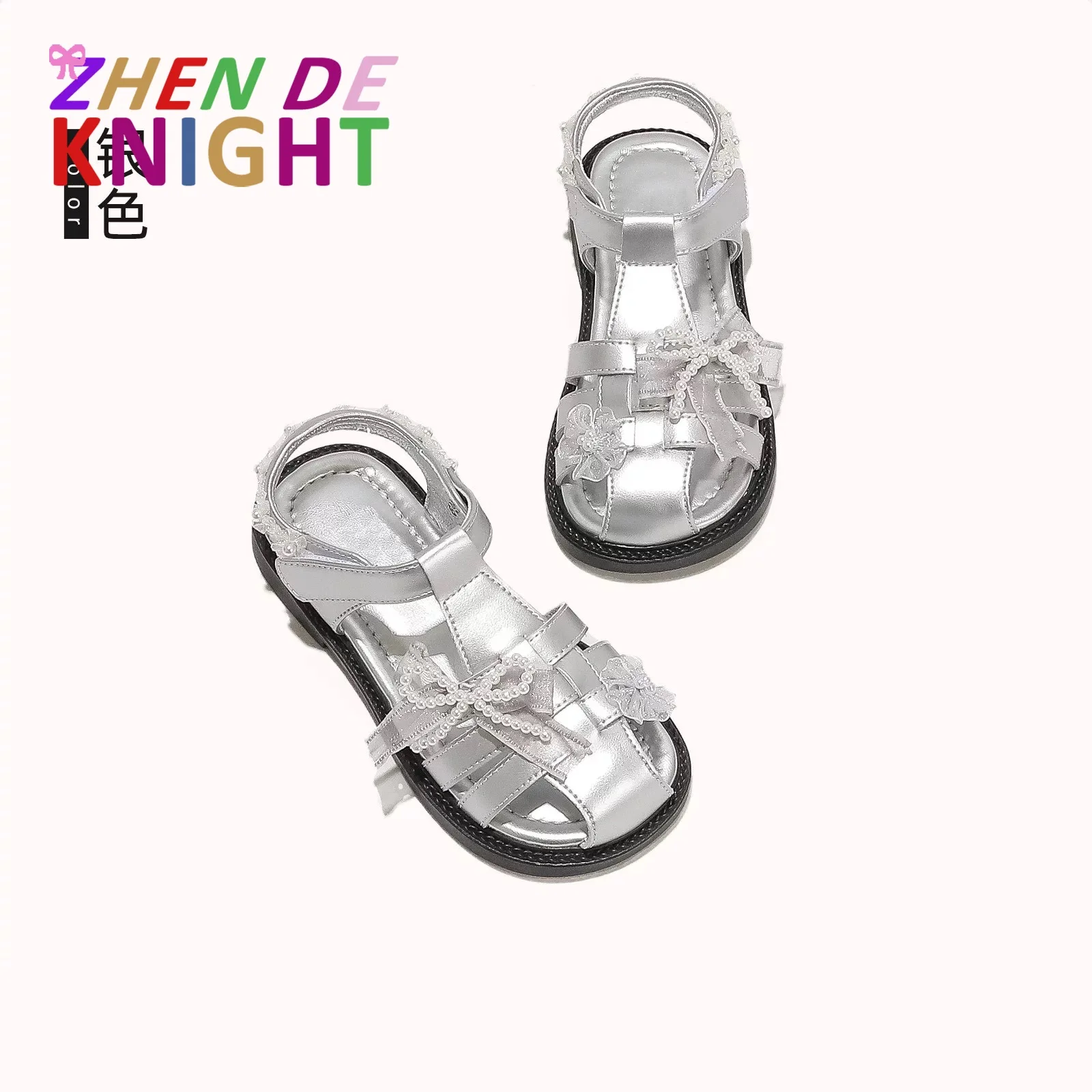 

2025 New Fashion Pu Leather Toddler Beach Vacation Shoes Non-slip Soft Sole Garden Flat Girl's Kids Cage Sandals